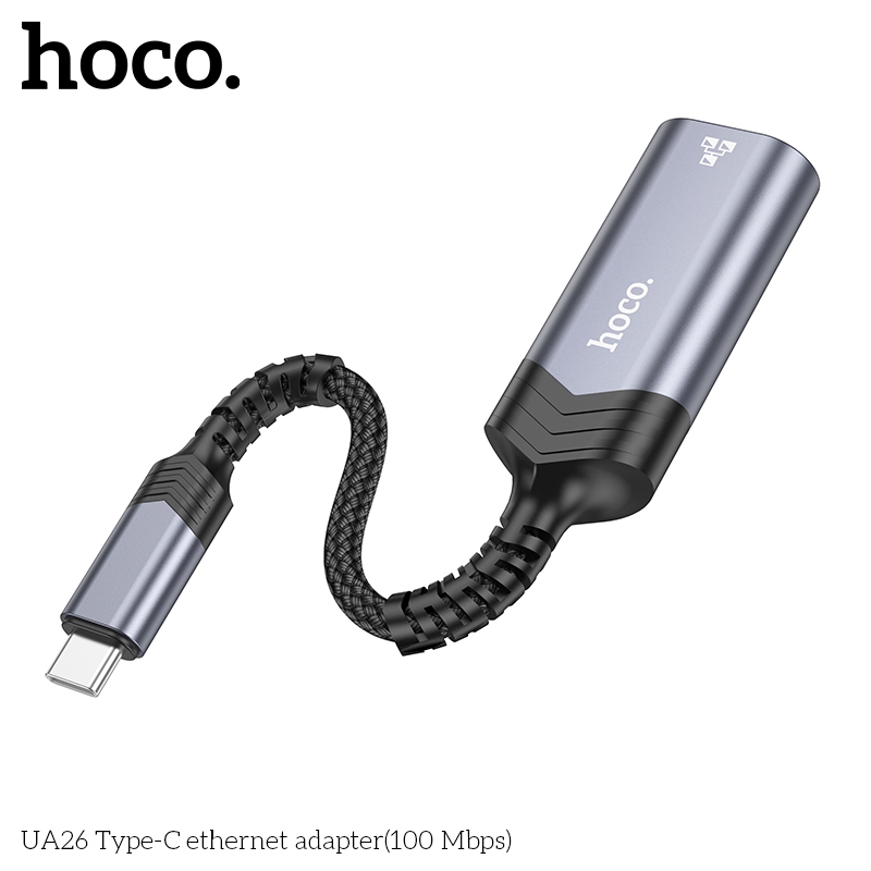 HOCO UA26 iโฟu TYPE C USB/ to RJ45 หางหนู Type C LAN Adapter Gigabit ...