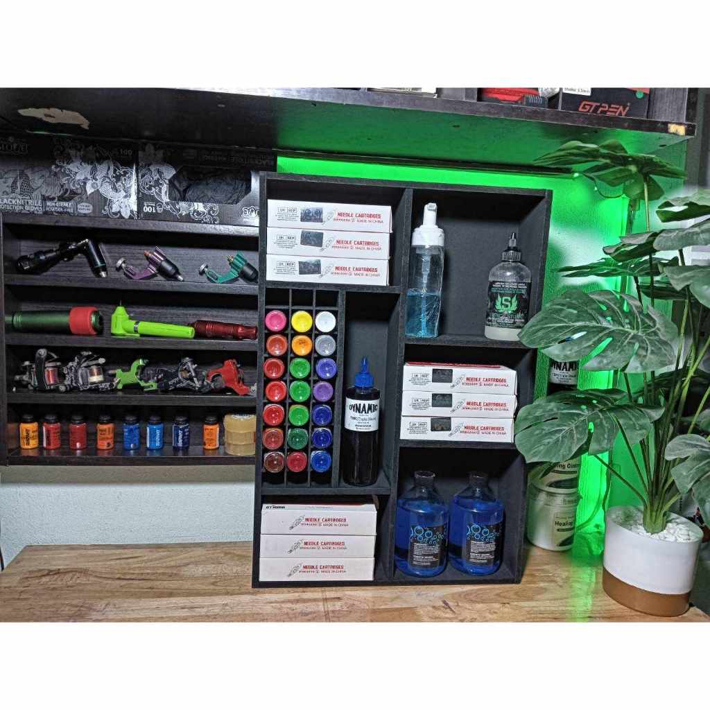 ชั้นวางหมึกสัก Ink Rack อุปกรณ์สัก อุปกรณ์ทั่วไป แบบไม้ สีดําด้าน งาน ...