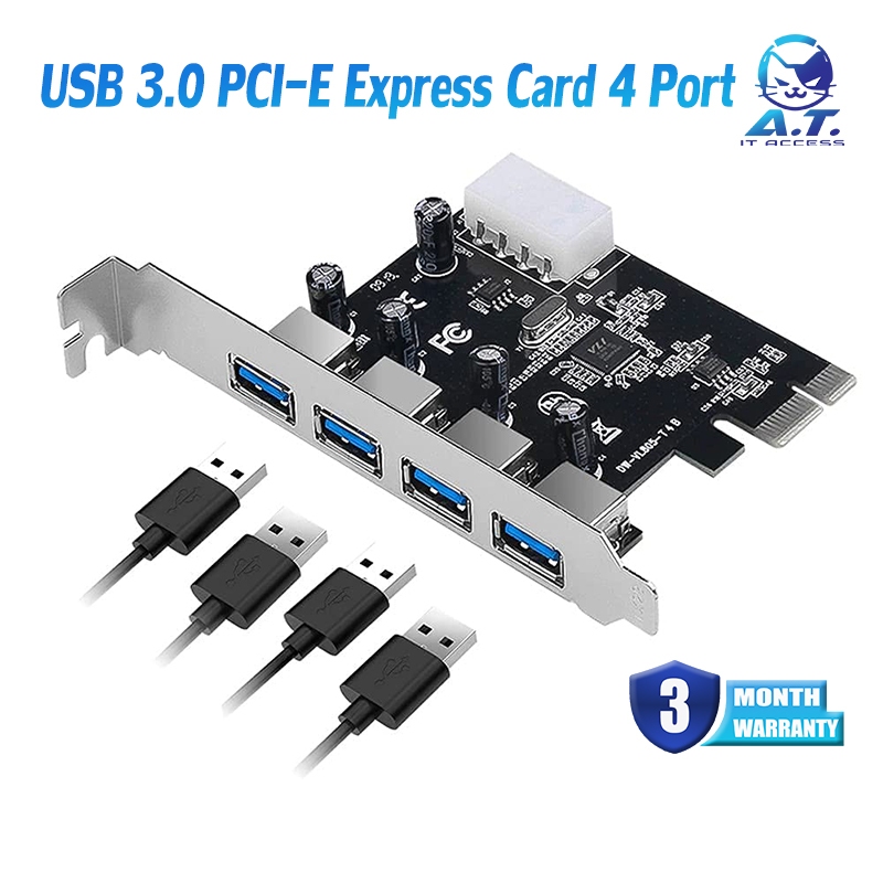 PCI-E USB 3.0 Expansion Card 4 Port การ์ดเพิ่มช่อง USB 3.0 | Shopee ...