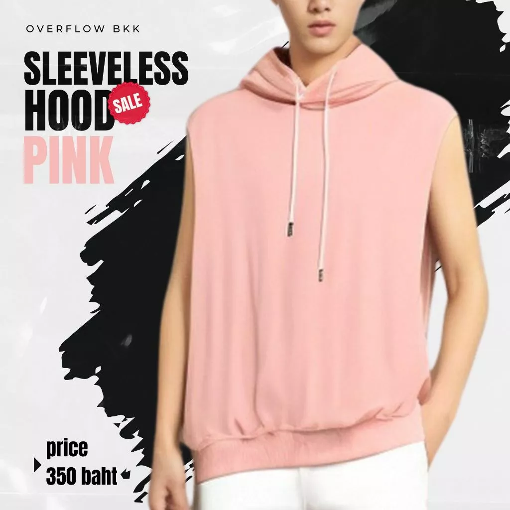เสื้อฮู้ด แขนกุด ฮู้ดดี้ Sleeveless Hood สีดำ กรมท่า เขียว แดง ชมพู เหลือง ขาว