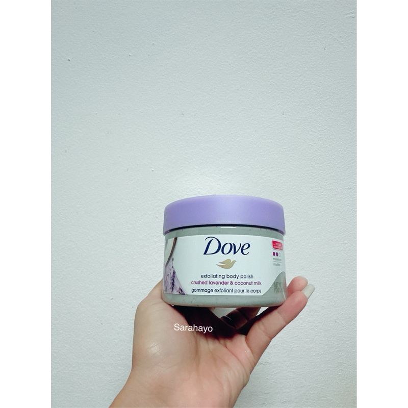 Dove Exfoliating Body Polish Body Scrub Crushed Lavender & Coconut Milk 298g. สครับโดฟ Shopee