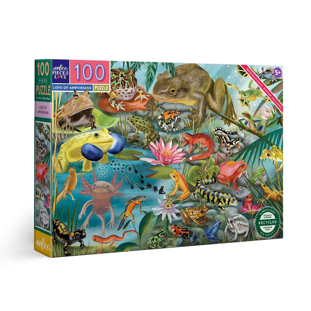 eeBoo Love of Amphibians 100 Pc Puzzle จิ๊กซอว์รูปสัตว์ครึ่งบกครึ่งน้ำ ...