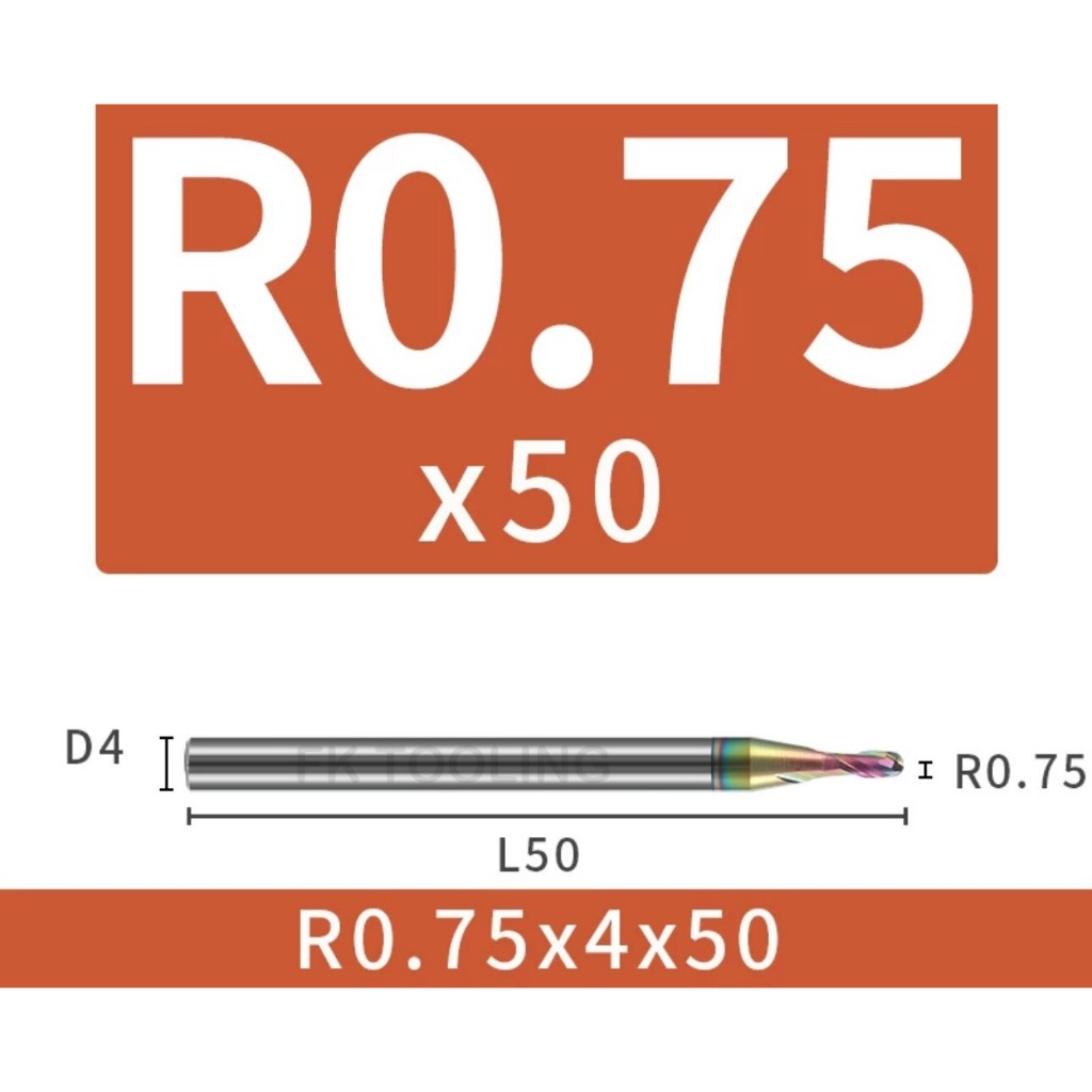 เอ็นมิลคาร์ไบด์ หัวบอล อลูมิเนียม สีรุ้ง - Carbide End Mill Ball Nose ...