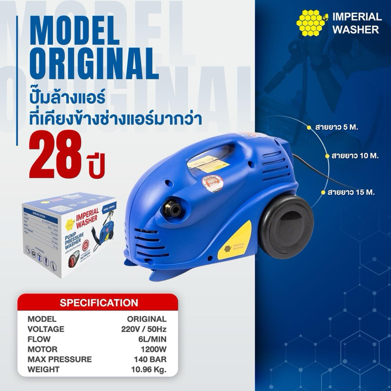 ปั๊มอัดฉีดแรงดันสูง IMPERIAL QL2100GP 140บาร์ รุ่น original มอเตอร์