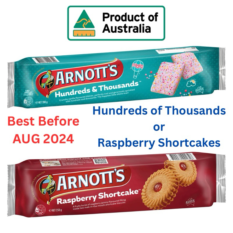 Arnotts (Hundreds and Thousands / Raspberry Shortcakes) (BBF AUG 2024 ...