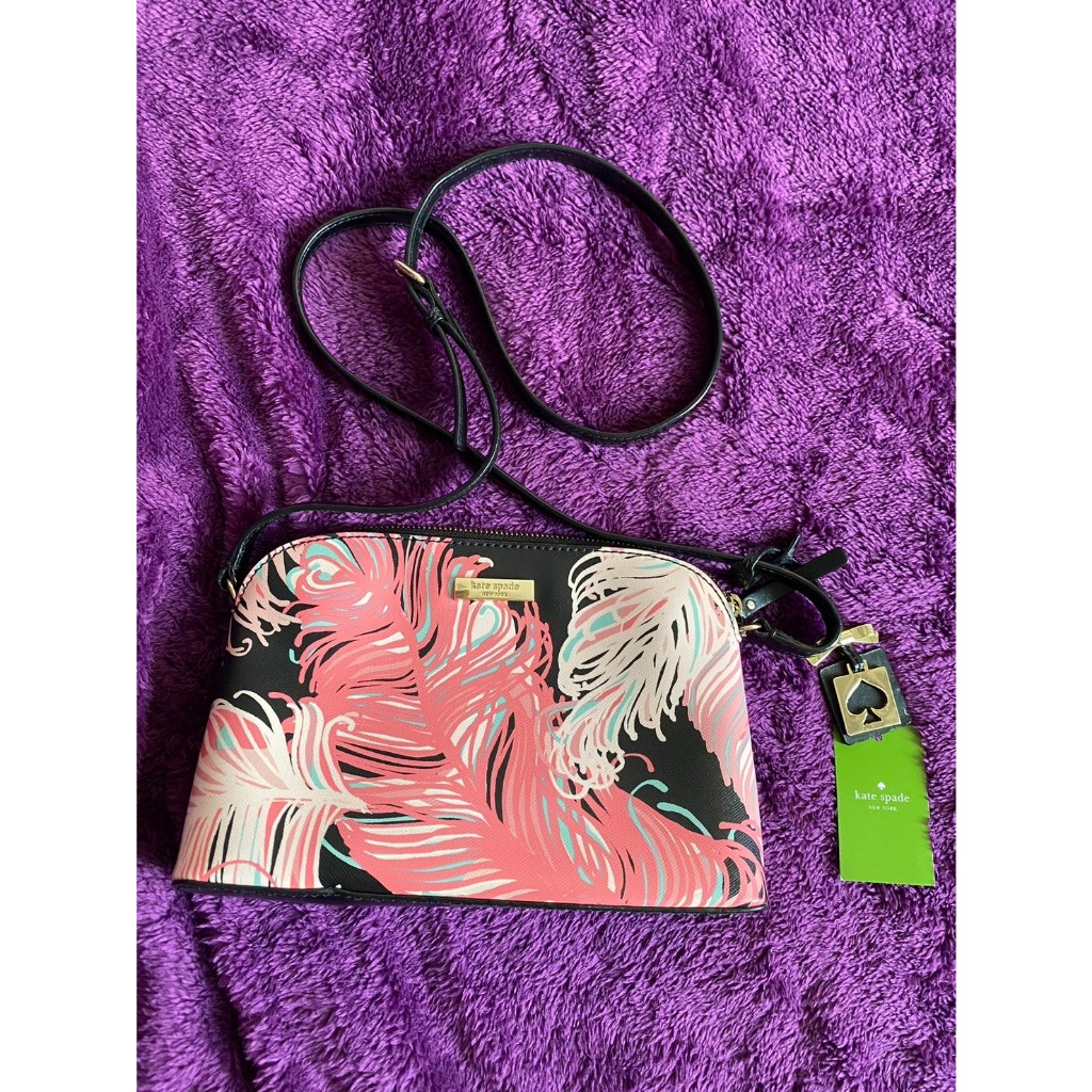 Kate Spade 3290 Leather Bright Water Drive Feather Print Mini Shoulder