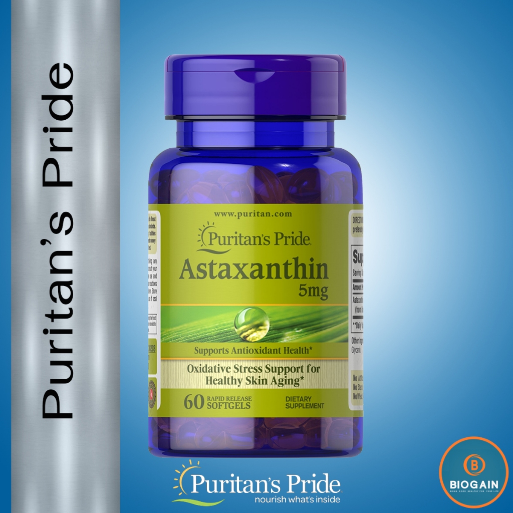 Puritan's Pride Natural Astaxanthin 5 mg / 60 Softgels Shopee Thailand