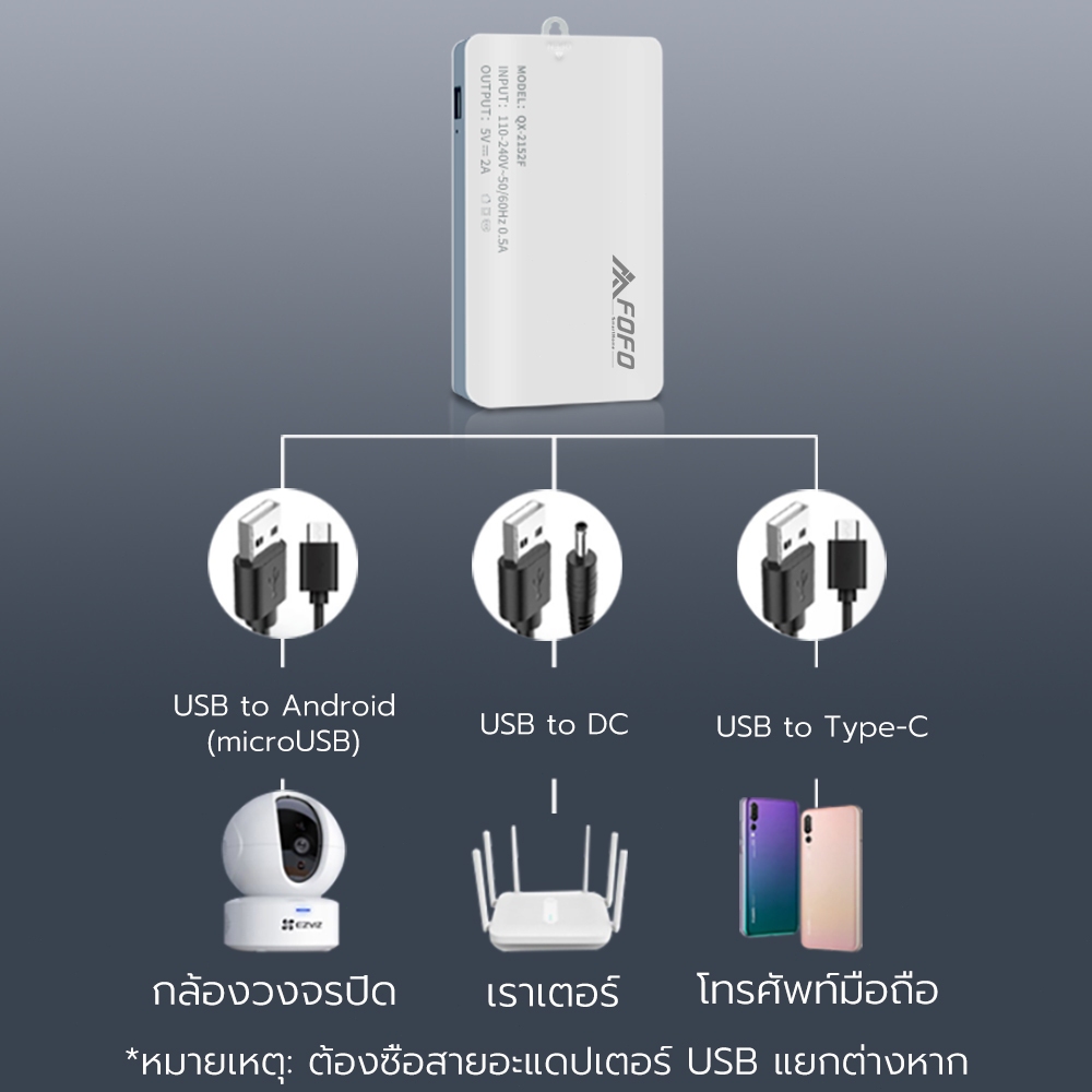 UPS Adapter 5V อดาปเตอร์สำรองไฟ กันไฟตก ไฟดับ อยู่นานสูงสุด 8ชม. (มี ...
