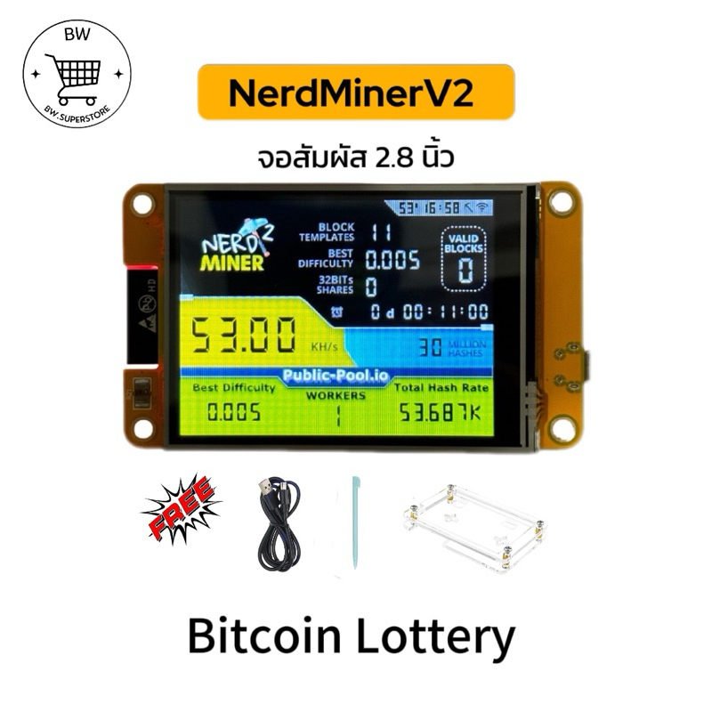 Nerd miner v2 bitcoin lottery 2 8 esp32 2432s028r