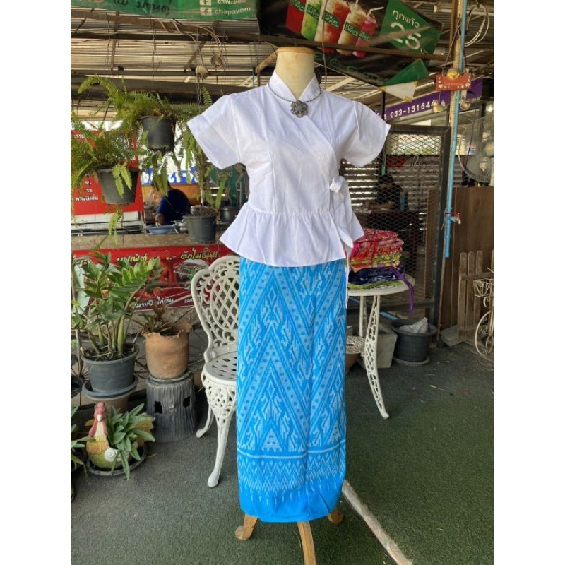 ชุดกาสะลองแต่งระบายผ้าถุงพิมพ์ลาย ไซส์ M-XL ใส่สวยทุกรูปร่าง 459.- 🎀 มุมมองที่ 2