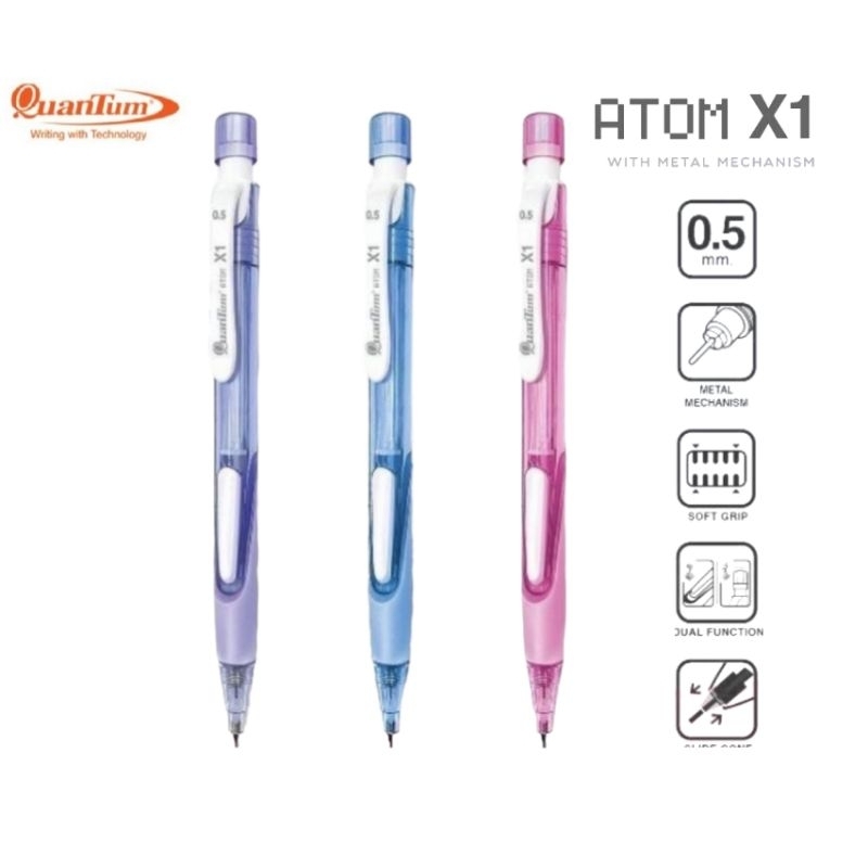 Quantum ดินสอกด Atom Side Click X1 ขนาด 0.5mm. ด้ามโทนสีใสพาสเทล ...