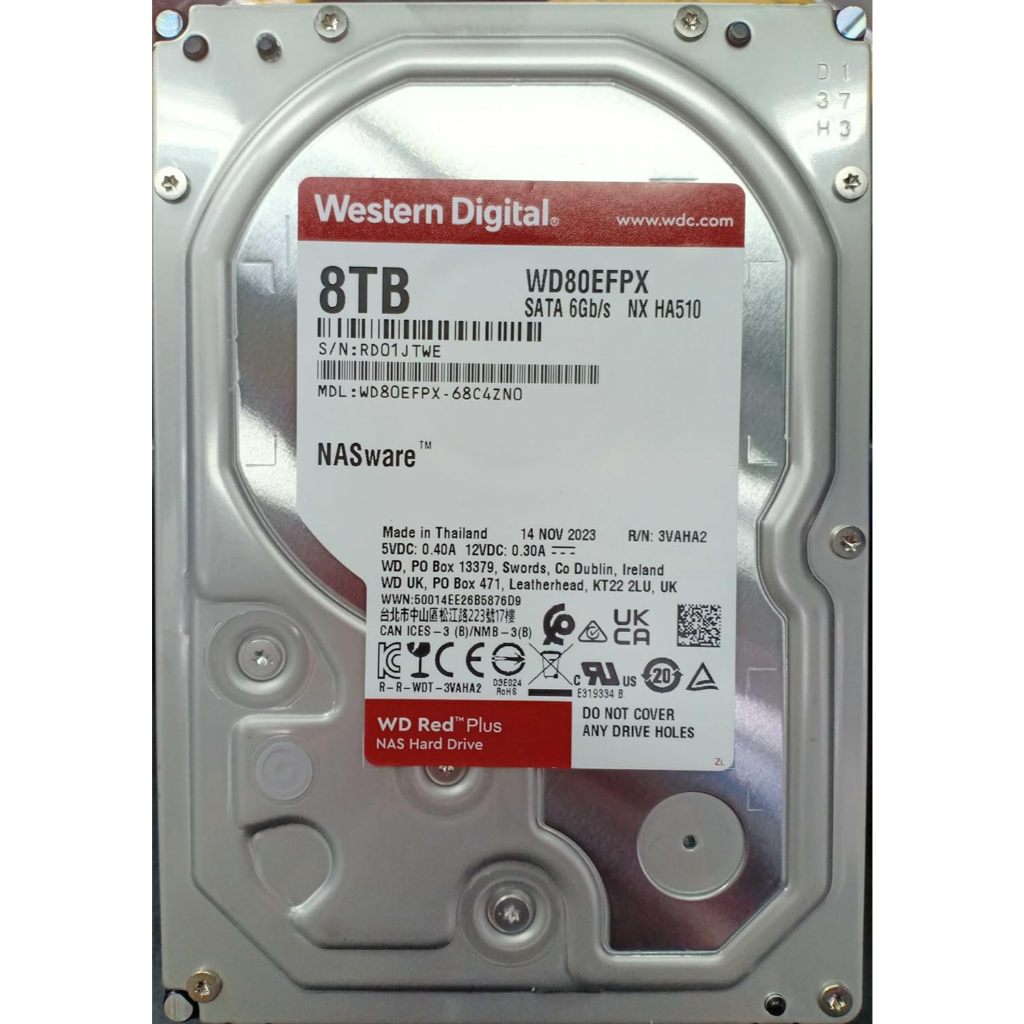 8 TB HDD WD RED PLUS (7200RPM, 256MB, SATA-3, WD80EFPX)-รับปรักัน