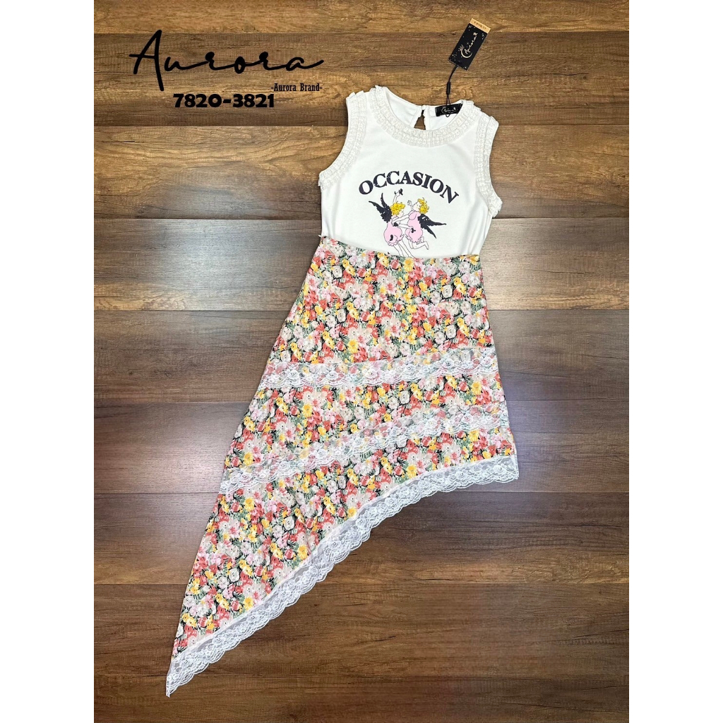 Adela Night Set Gray Blue Aop Dot