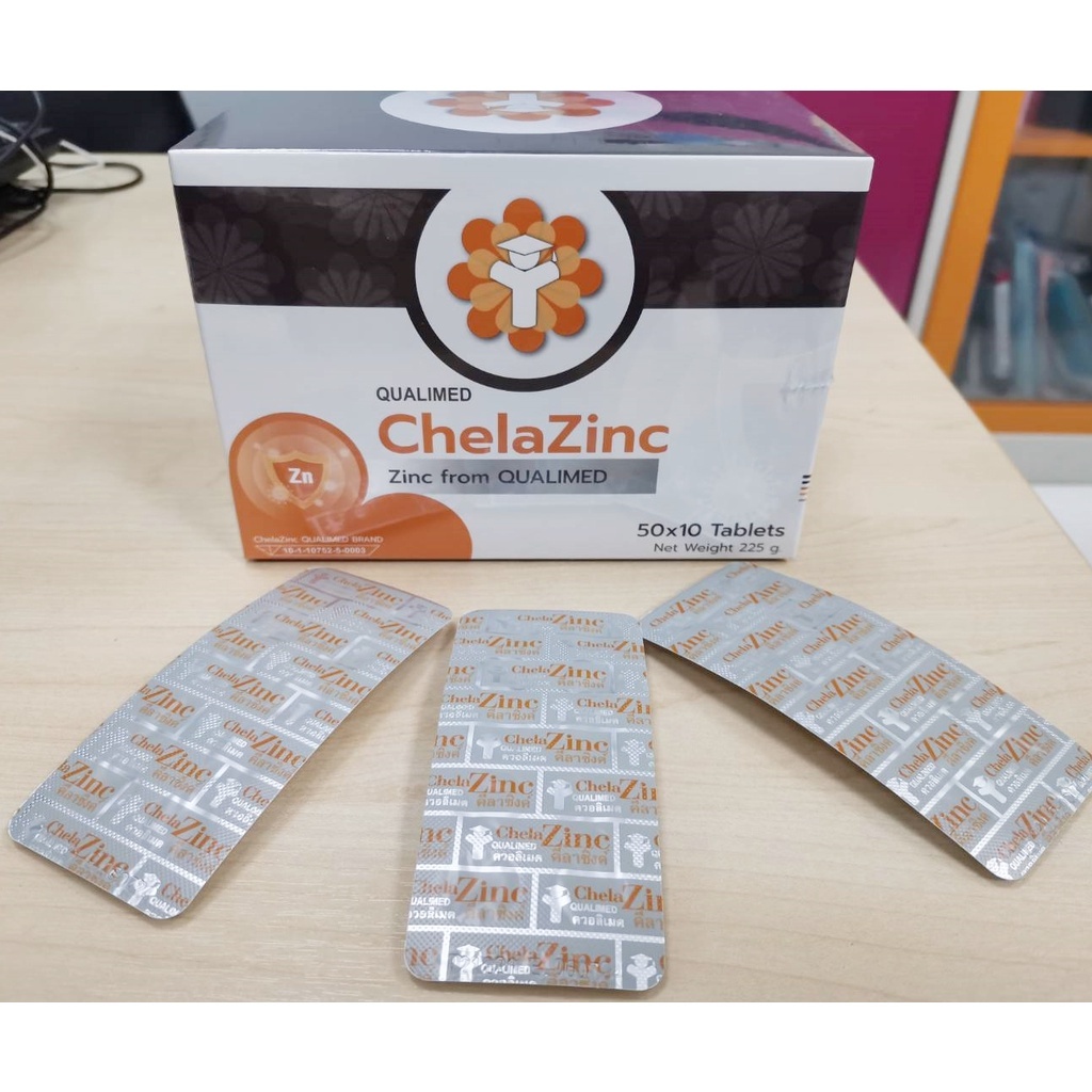 แท้100 Chela Zinc Qualimed Chelated Zinc 15 mg 30 tad. ควอลิเมด คีเลต