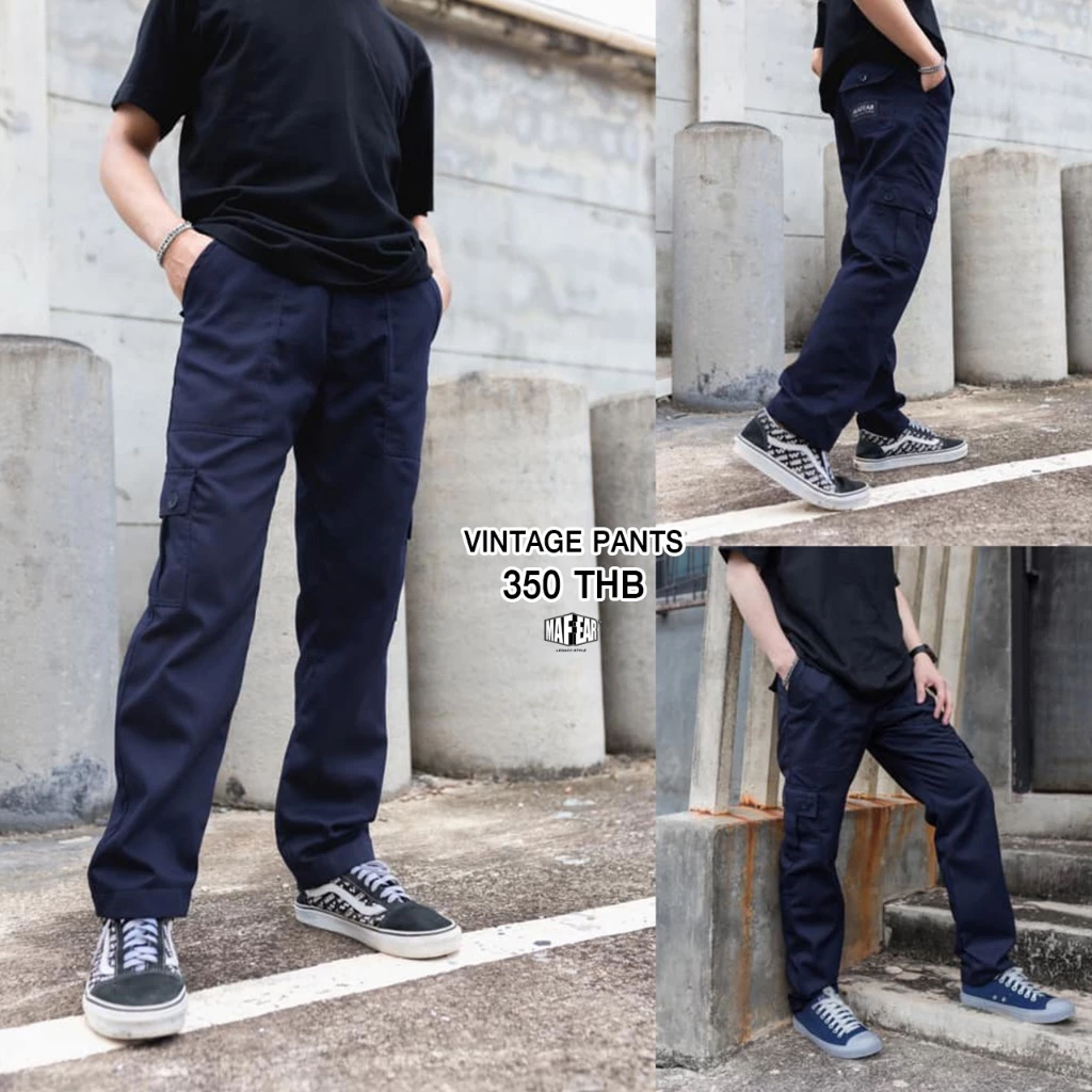MAFEAR – กางเกงขายาว กางเกงวินเทจขายาว 6 กระเป๋า รุ่น Vintage Pants VT4 สีเบจ สีกรมท่า สีดำ สีเขียวขี้ม้า สีเทา สีเขียวหม่น https://wayoza.com