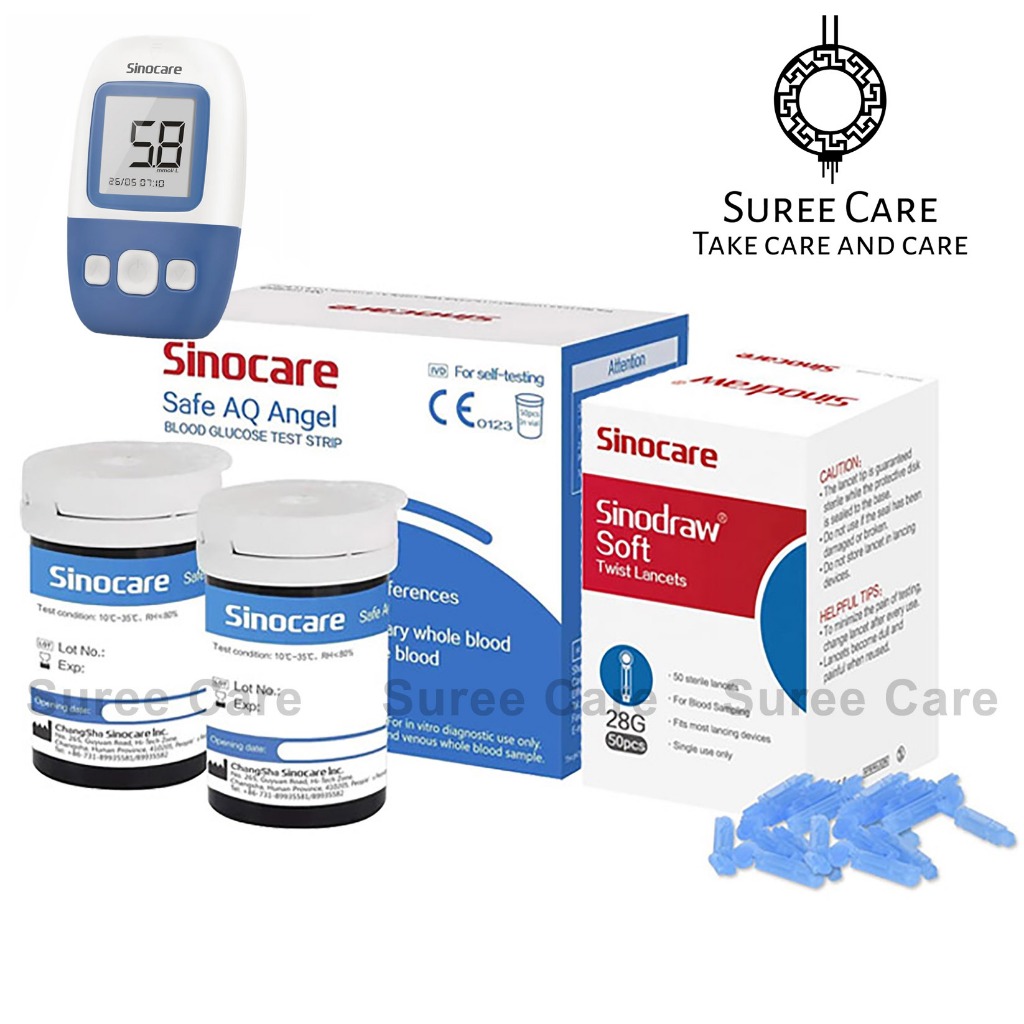 แผ่นตรวจน้ำตาล SinoCare Safe ANGEL สำหรับ เครื่องวัดระดับน้ำตาล Safe ...