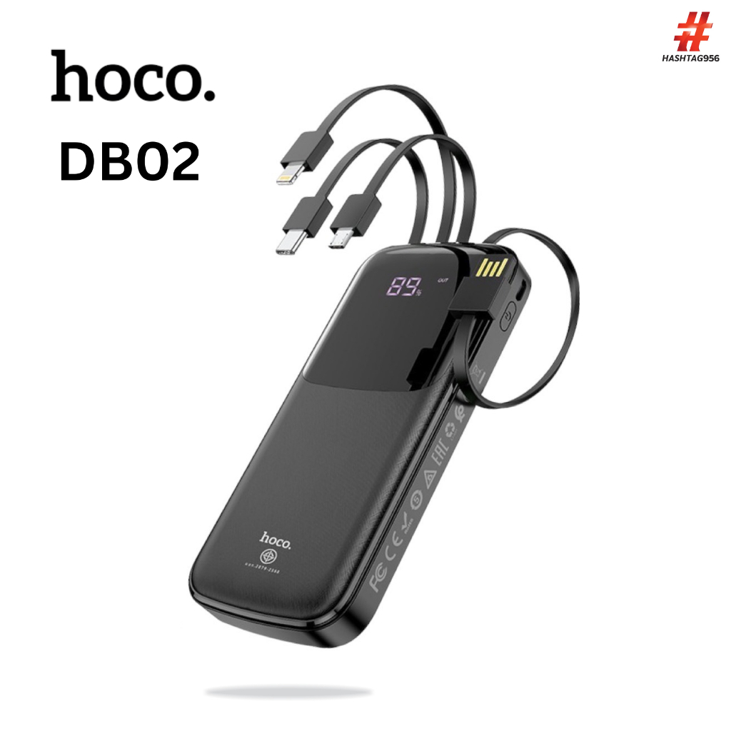 พาวเวอร์แบงค์ Hoco รุ่น DB02 ความจุ 10,000mAh (มีสายชาร์จในตัว ...