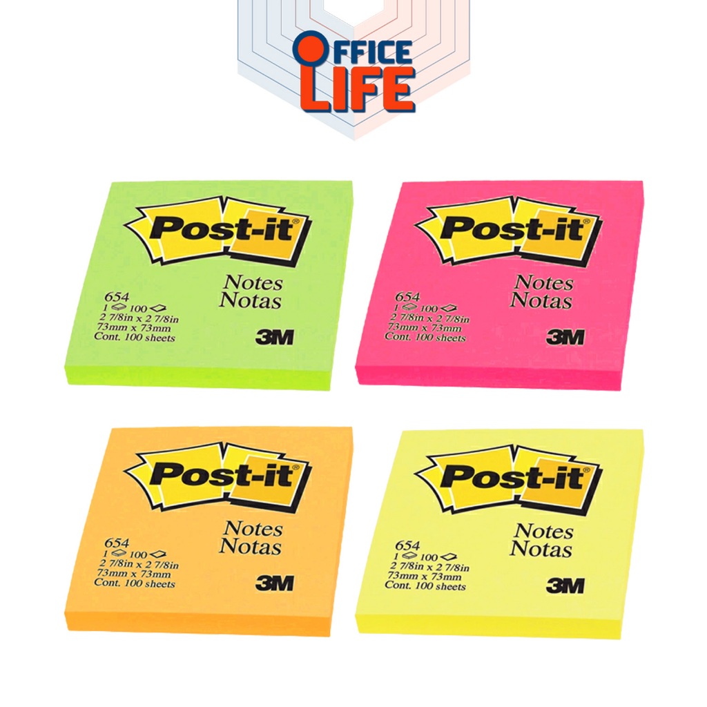 POST-IT NOTE รุ่น 654 โพสอิท 3M กระดาษโน๊ตกาว กระดาษโน๊ต 3x3 บรรจุ 100 ...