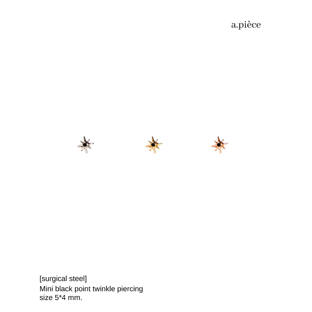 A.piece จิวแสตนเลส [surgical steel] Mini black point twinkle piercing ...
