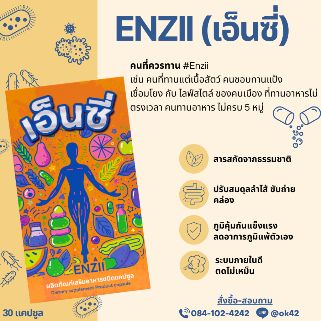 เอ็นซี่ บอกลา ตดเหม็น ลำไส้ดี ระบบภายในดี Enzii ขนาด 30 เม็ด | Shopee ...