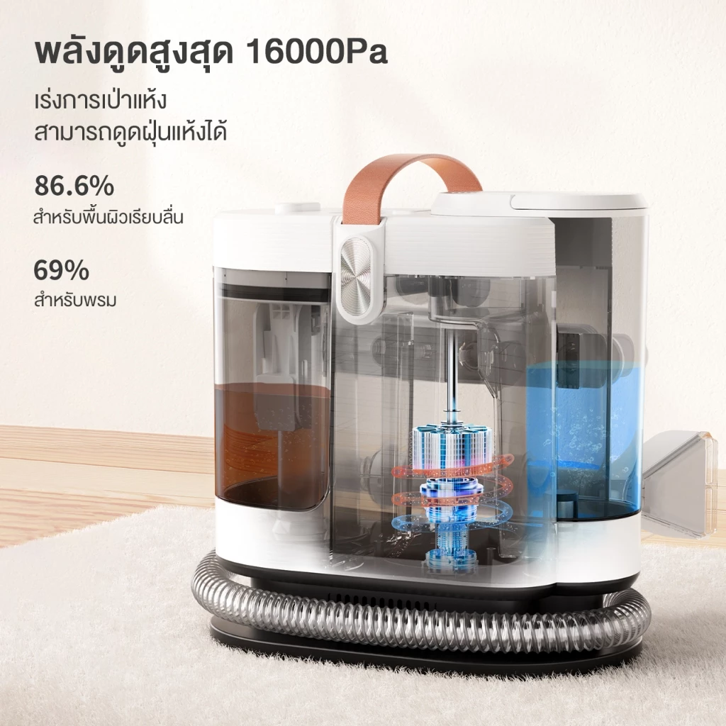 Simplus BYJH002 เครื่องทำความสะอาดเบาะ พรม พลังดูดสูง 16kpa การแยกสิ่งสกปรกและน้ำสะอาด หลอดฉีดน้ำแรงดันสูง  มีหูให้ยก https://wayoza.com