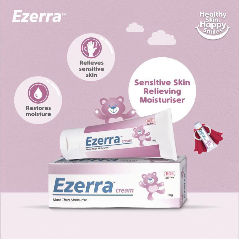 Ezerra cream 50g. อีเซอร์ร่าครีม+พลัส สำหรับเด็กและผู้ที่มีผิวบอบบางแพ้ ...