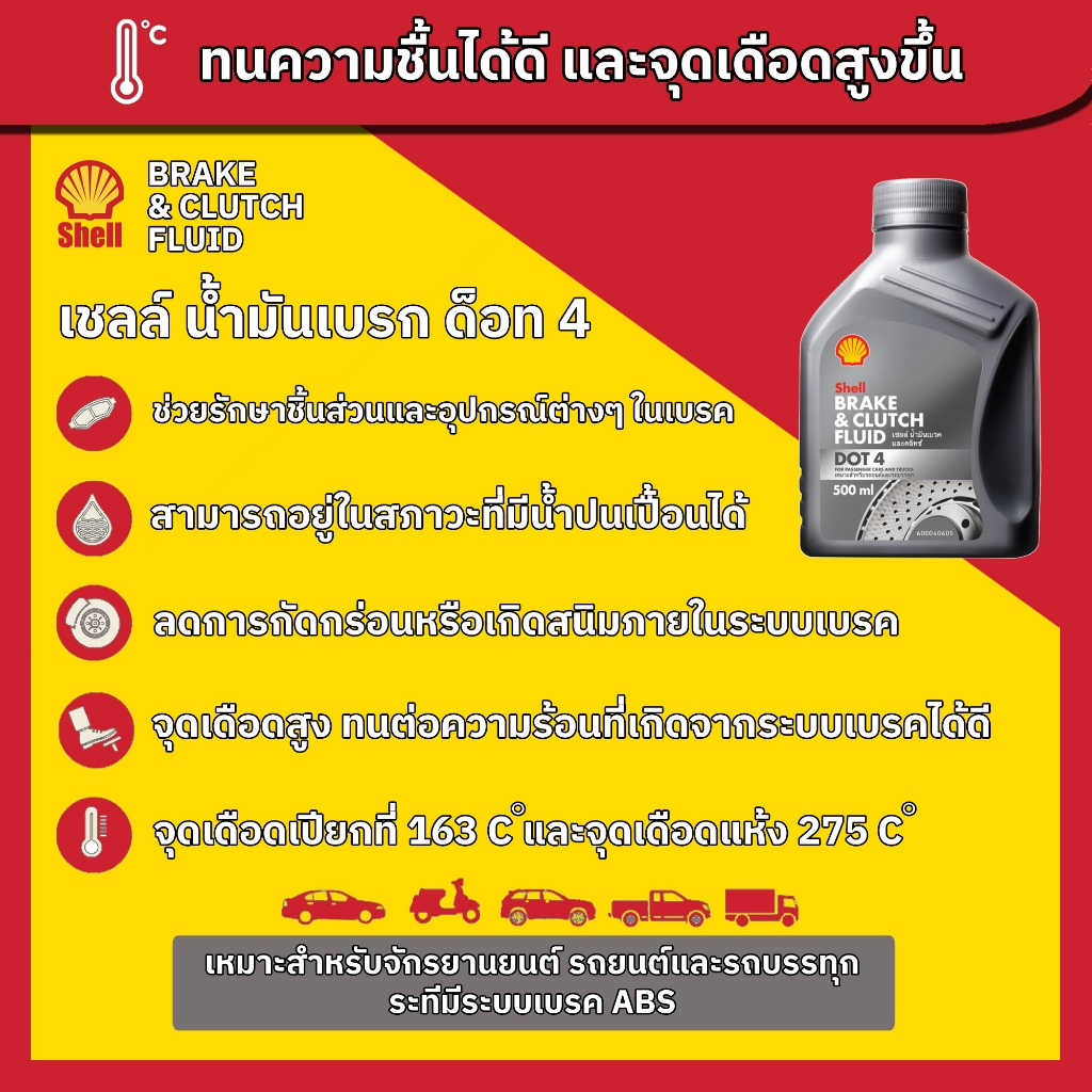 Shell Brake & Clutch Fluid DOT 3 & DOT4 0.5L น้ำมันเบรก และคลัทช์ ...