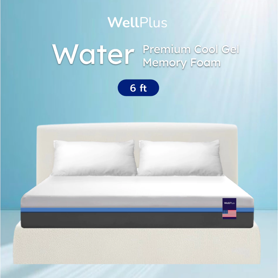 Wellplus ที่นอนคูลเจลเมมโมรี่โฟม สัมผัสแน่น รุ่น Water หนา 8 นิ้ว หลับสบายแม้อากาศร้อน ลดการสะสมของไรฝุ่น