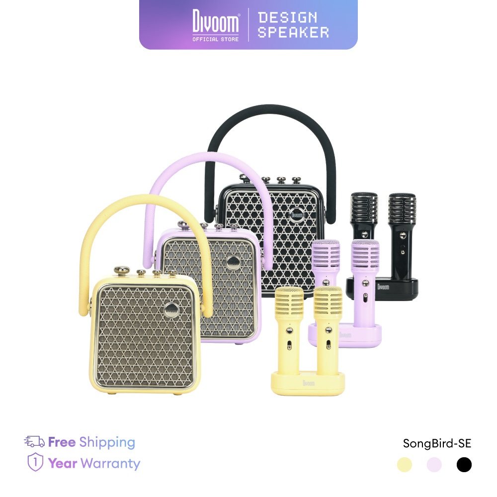 ลำโพงและไมค์พกพา Divoom SongBird-SE - Black / Purple / Yellow | Shopee ...