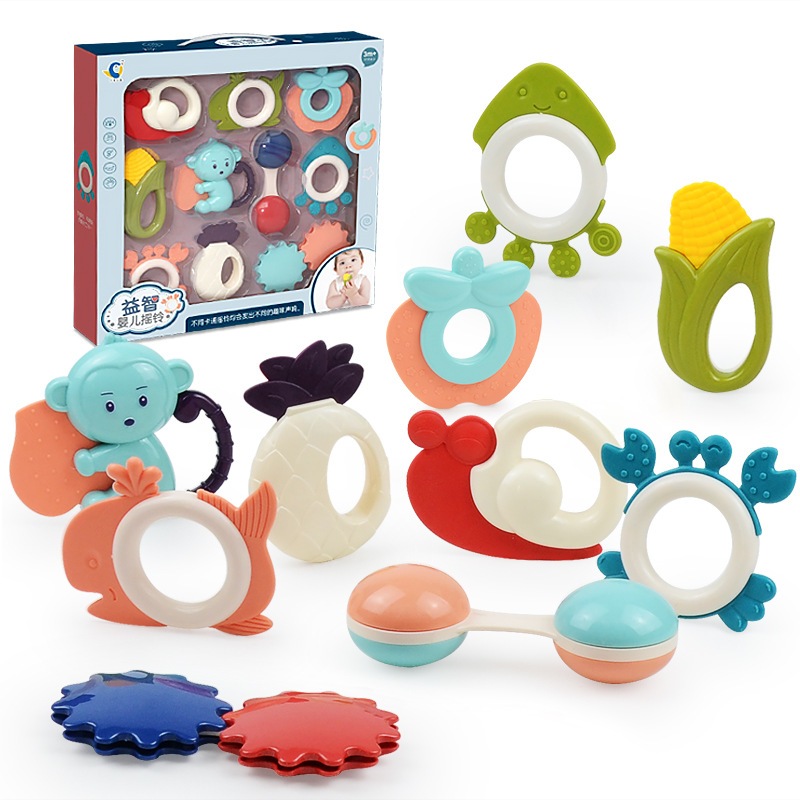 Baby Hand Hold Rattle Gift Box Set ถุงกระดิ่งกัดทารกแรกเกิดพร้อมของเล่น ...