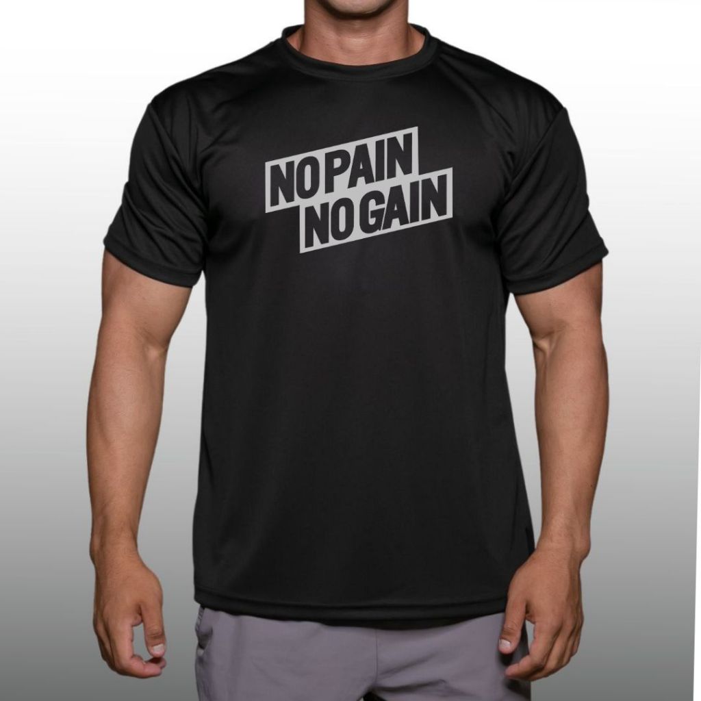 NO PAIN NO GAIN เสื้อยืดแขนสั้นผู้ชาย Men’s Gym Workout Bodybuilding ...