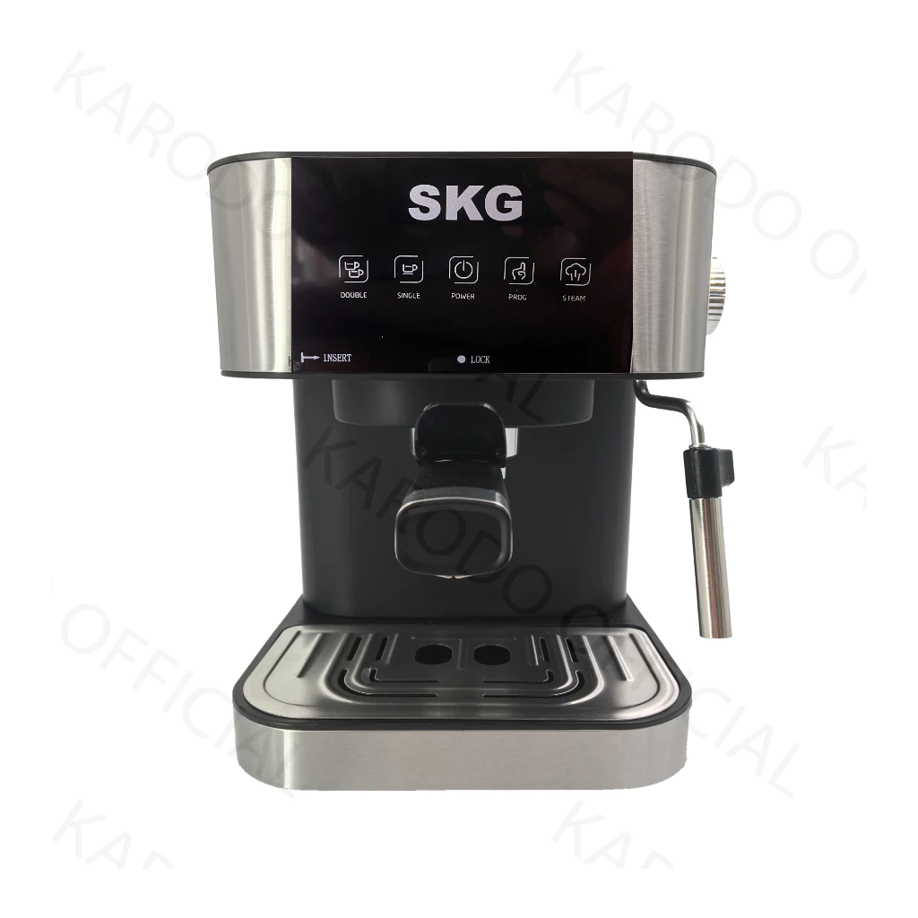 SKG เครื่องชงกาแฟสด รุ่น SK-1202 สีเงิน ระบบสัมผัสอัตโนมัติ แรงดัน 20 บาร์ ความจุ 1.6 ลิตร