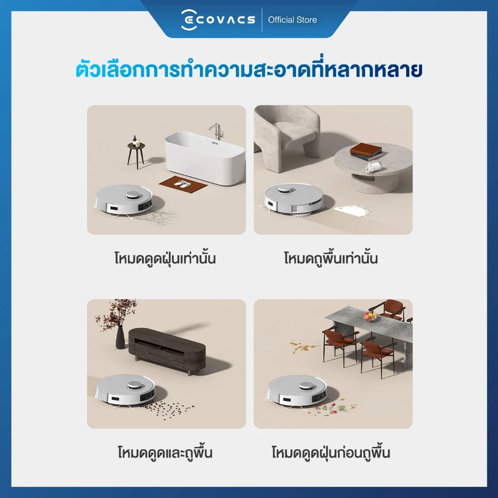 ECOVACS DEEBOT T20 OMNI หุ่นยนต์ดูดฝุ่น ถูพื้น อัจฉริยะ มาพร้อมสถานีชาร์จ All-In-One ฟีเจอร์ครบครัน