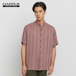 DAPPER เสื้อคอจีน ลายทาง Brush Stroke สีชมพู (BCSP1/127MJ)