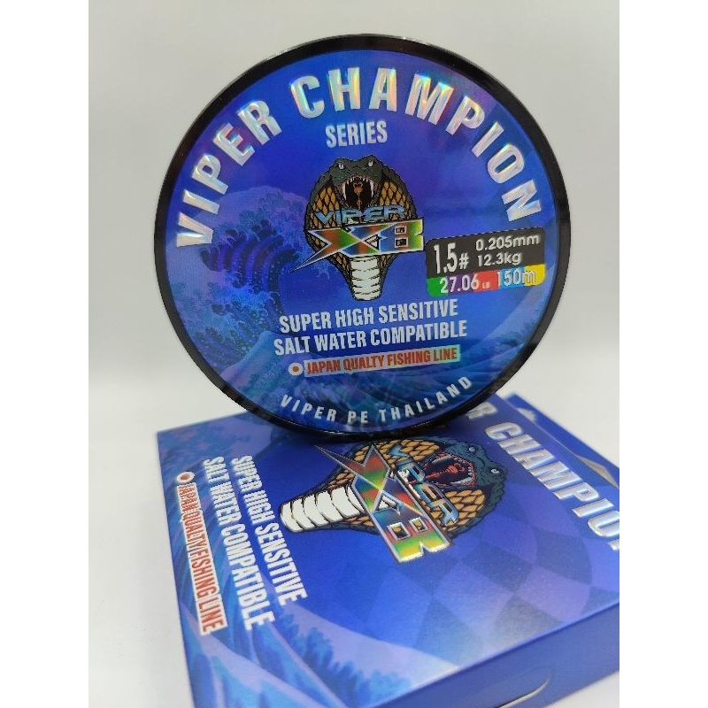 viper-champion-สาย-pe-ถัก8-แบบมัลติคัลเลอร์-สลับสีทุก10ม-ขนาด-0-6-4-0-ยาว-150-200-300ม