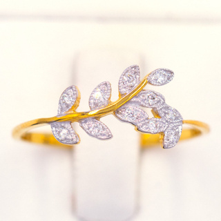 แหวนมะกอกไขว้ขึ้น แหวนเพชร แหวนทองเพชรแท้ ทองแท้ 37.5% (9K) ME768