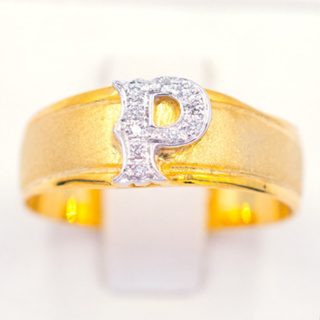 แหวน ตัวอักษร P แหวนเพชร แหวนทองเพชรแท้ ทองแท้ 37.5% (9K) AL107