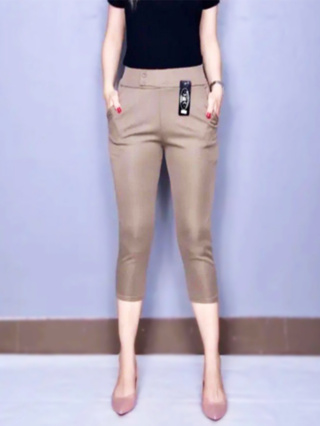 กางเกงขา 7ส่วนผู้หญิง No.856 Free Size กางเกงแฟชั่น ผ้ายืดเกาหลี เก็บทรง ใส่สบาย ระบายอากาศได้ดี