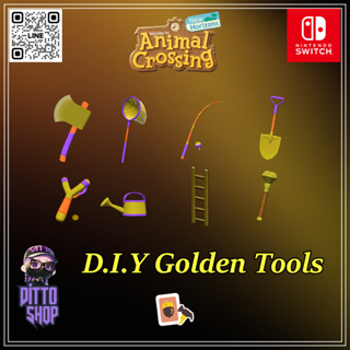 Animal Crossing New Horizons D.I.Y Golden Tools 8 ใบ พร้อมของแถม 40 ช่องเต็มๆ (NSW)