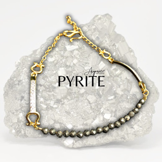 สร้อยข้อมือ Pyrite หินเเท้ ไพไรต์ "เพชรหน้าทั่ง" ดีไซน์เกือกม้า ดึงดูดความความสำเร็จ โชคลาภ ทรัพย์สินเงินทอง