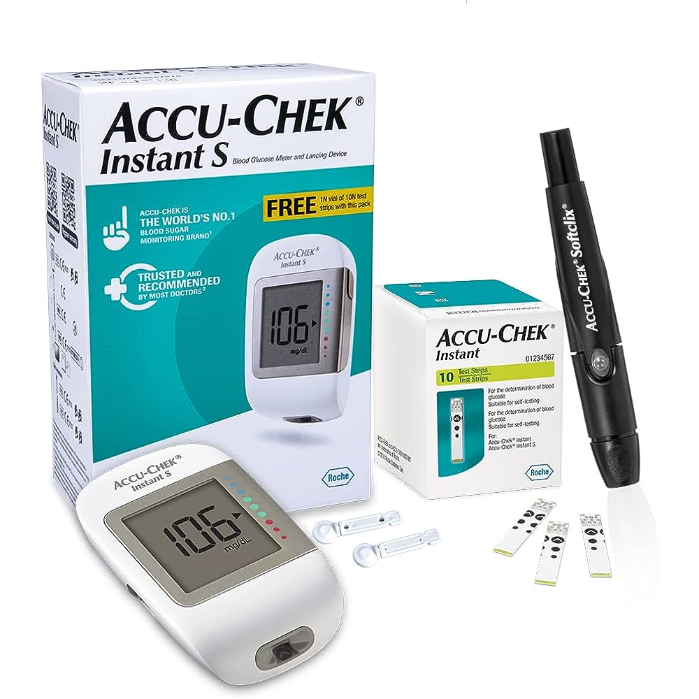 Accu Chek Instant S Glucose Meter (Free 10 test strips) Shopee Thailand