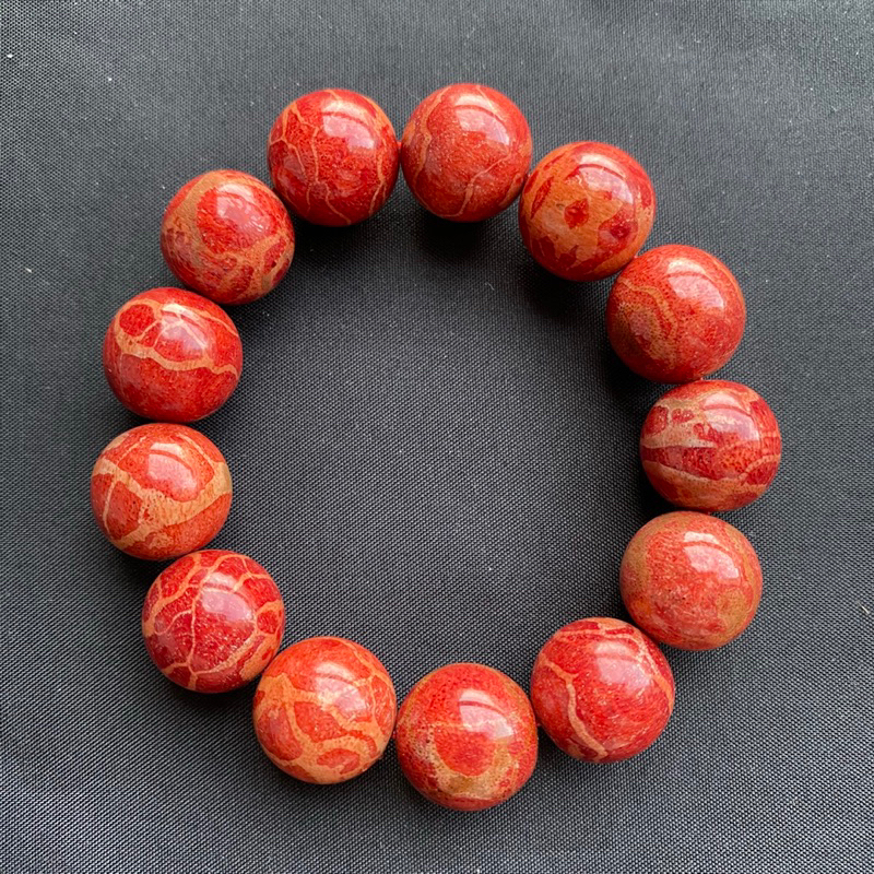 สร้อยข้อมือปะการังสีแดงธรรมชาติไม่ย้อมสี-natural-undyed-red-coral-bracelet