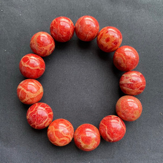 สร้อยข้อมือปะการังสีแดงธรรมชาติไม่ย้อมสี Natural undyed red coral bracelet