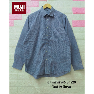 MUJI Shirt Cotton เชิ้ตแขนยาว ลายตาราง เสื้อคอปก มือสองสภาพใหม่ ขนาดไซส์ดูภาพแรกค่ะ งานจริงสวยค่ะ