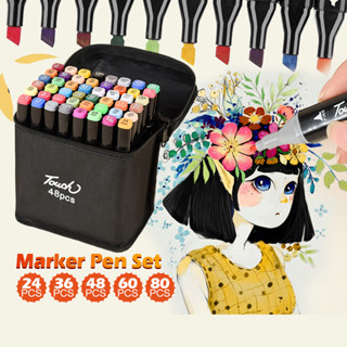 ✏️ปากกาเมจิกไฮไลท์ 2in1 marker เซ็ต 24 36 48 60 80สี ปากกาโคปิค สีเข้มสดใส