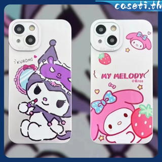 คูปองเคลม🎀เคสไอโ case for iphone 11 12 การ์ตูนสร้างสรรค์ Kulomi Melody เคส 14 13 12 11 pro max เคสโทรศัพท์มือถือกันกระแท