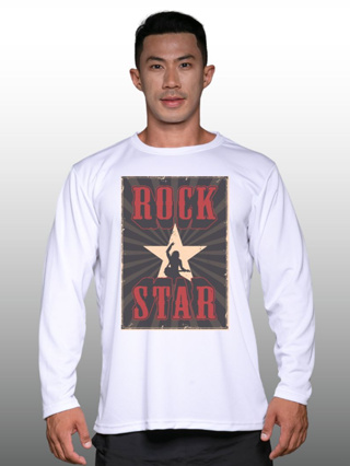 ROCK STAR เสื้อแขนยาวนักกล้าม  Men’s Bodybuilding Long Sleeve Athletic Gym Shirt