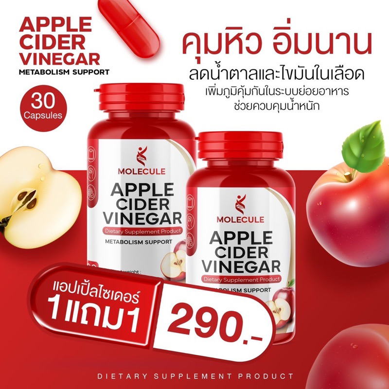 1แถม1-มีส่วนลด-แอปเปิ้ลไซเดอร์-30-แคปซูล-molecule-ของแท้