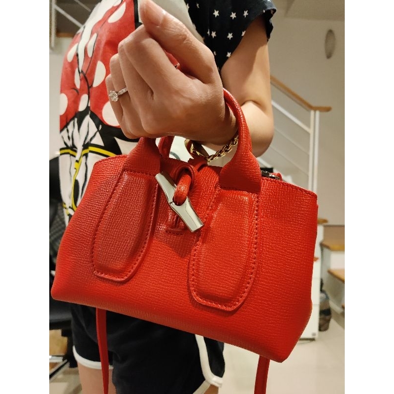 กระเป๋า-long-champ-roseau-top-handle-bag-s-สีแดง-ใช้ครั้งเดียว