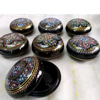 ตลับ/กล่องใส่ของ 4" เพ้นท์ ใส่เครื่องประดับจิวเวลรี่ เครื่องเขิน ล้านนา lacquer ware paintting